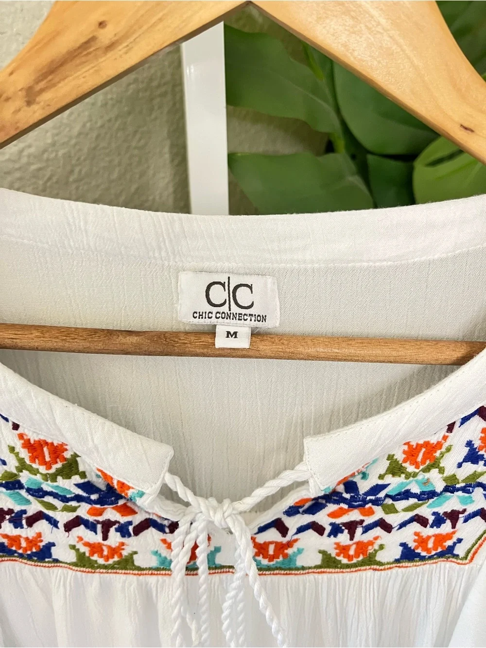 White Boho Embroidered Ruffle Blouse - Picture 2 of 6
